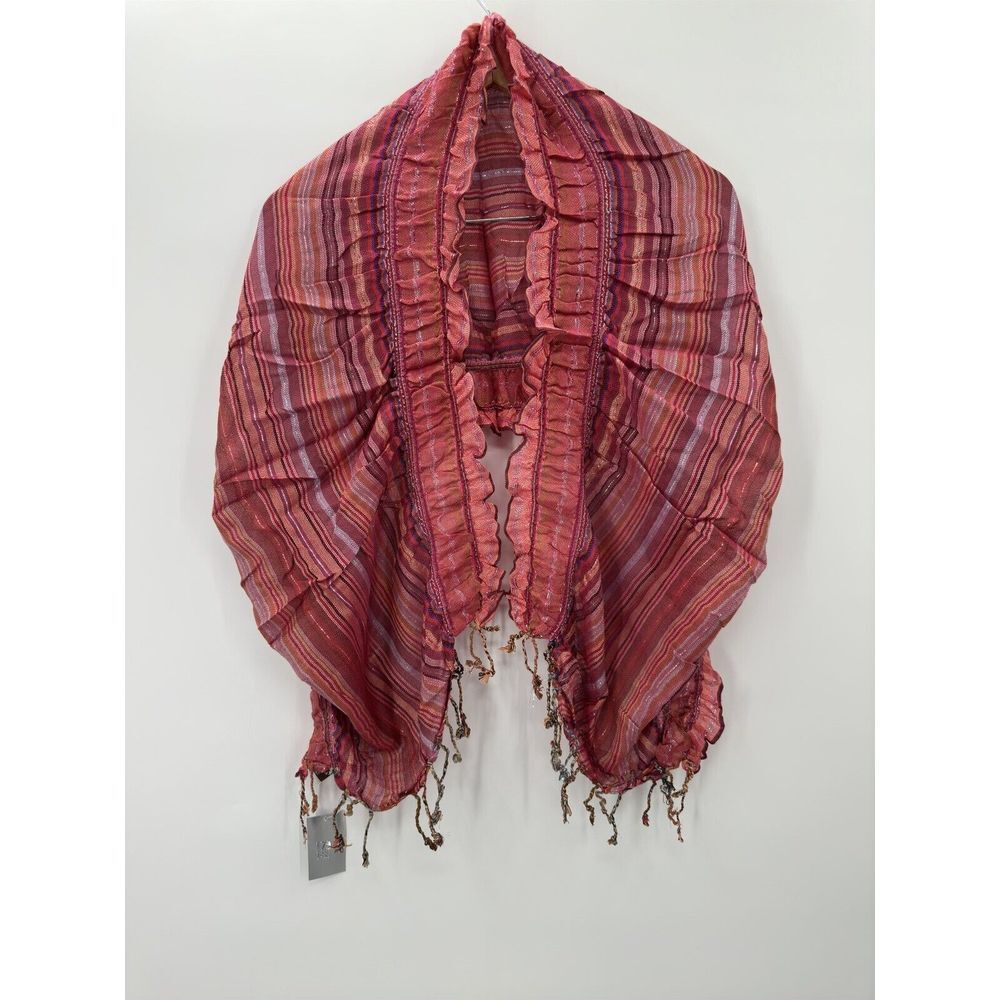RAJ Scarf Anthropologie Accessory Sheer Boho Hippie Pink Purple Fringe NEW
